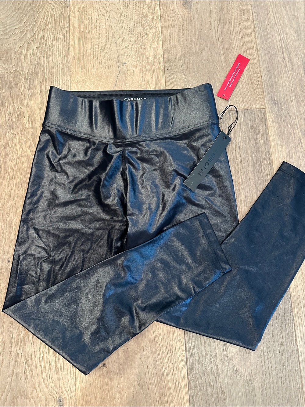 Carbon38 High-Waist Faux Leather Leggings in Black